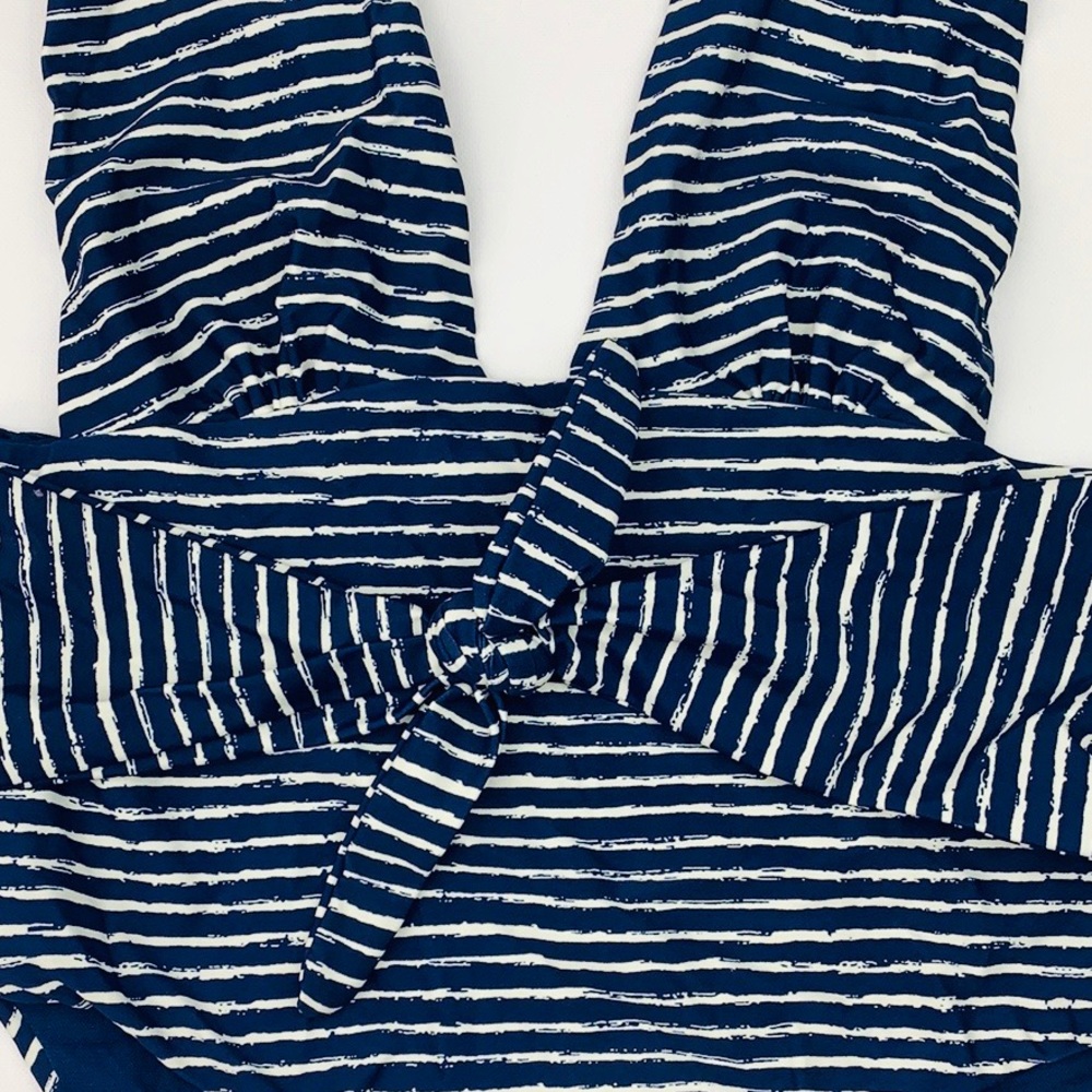 Envya white and blue striped deep plunge one piece - Picture 9 of 11